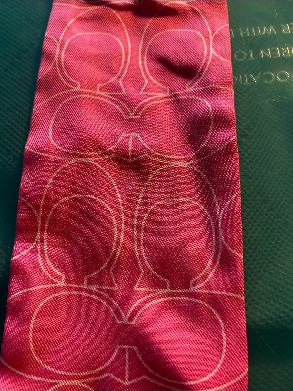 COACH Pink Signature Skinny Scarf Tie - NWT - Picture 2 of 5